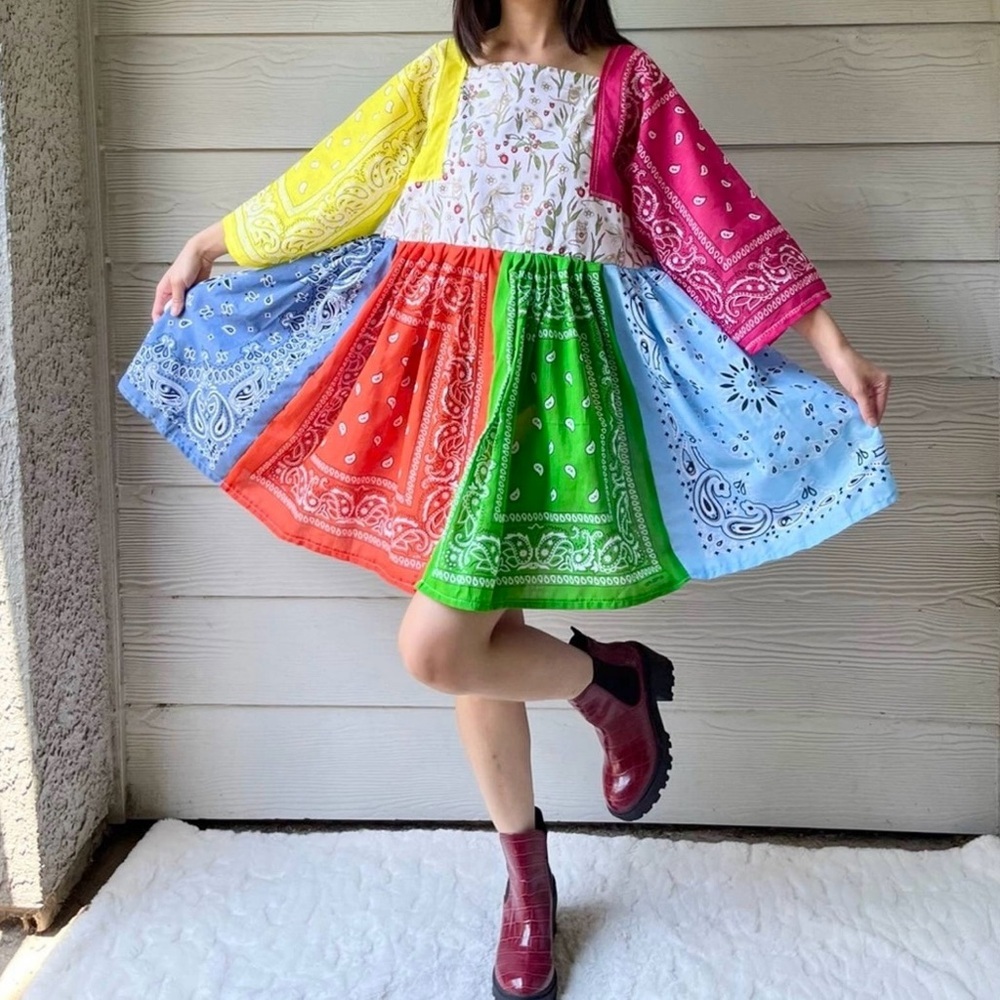 Handmade Mouse&Strawberry Rainbow Bandana Dress SKU 08072
